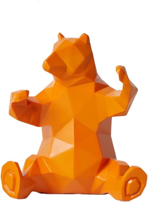 Bear Sculpture Statue - Modern Polyresin Animal Figurine for Home Decor | Yellow 9-Inch Gift