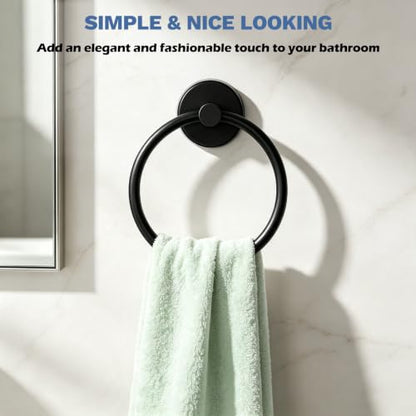 SetSail Suction Cup Towel Holder - Matte Black, Repositionable Bathroom Organizer