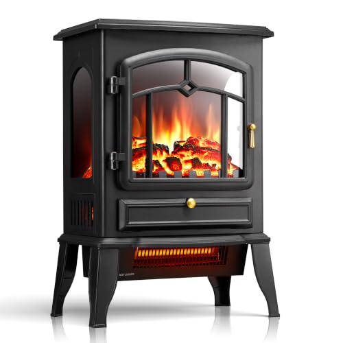 22 Inch Electric Fireplace Stove - Upgraded Model with 5100 BTU and Dual Heat