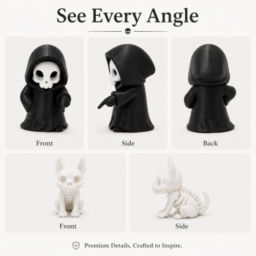 Halloween Gothic Skeleton Figurine with Puppy Companion - Spooky Desk Decor