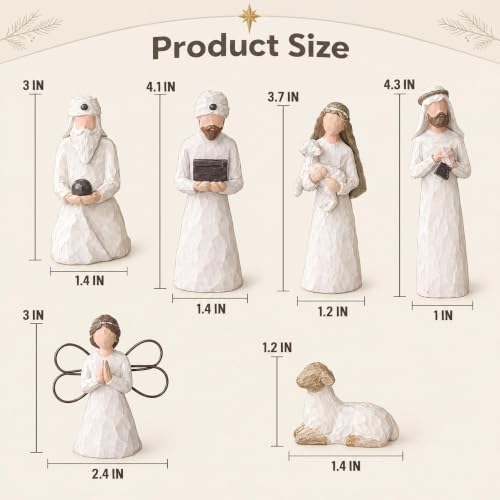 Large Nativity Scene Set - 12 Pcs Resin Miniature Holy Family Religious Christmas Decor