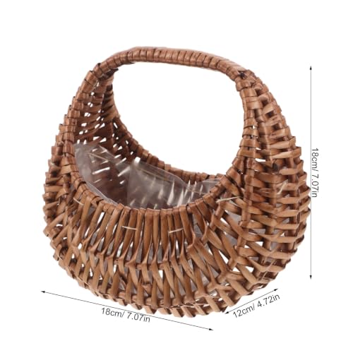 Wedding Flower Basket with Handle - Handwoven Willow Rustic Decor