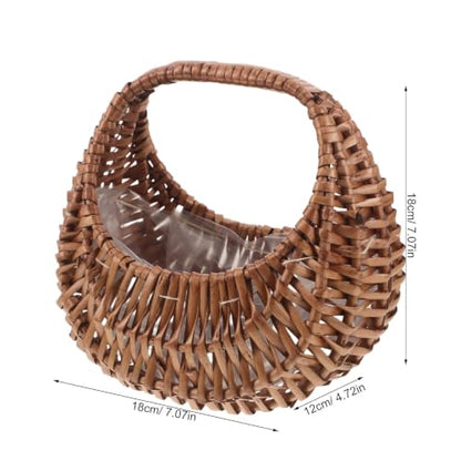 Wedding Flower Basket with Handle - Handwoven Willow Rustic Decor