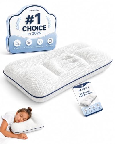 Kids Posture Pillow with Cervical Support - Ergonomic Neck Support, Cooling Memory Foam, 3-8