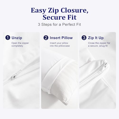 Waterproof Pillow Protectors 4-Pack - Standard Size 20x26 White, Zippered