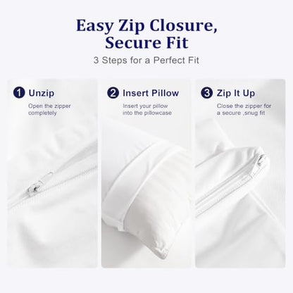 Waterproof Pillow Protectors 4-Pack - Standard Size 20x26 White, Zippered