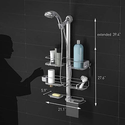 simplehuman Adjustable Shower Caddy XL - Durable Stainless Steel & Anodized Aluminum Design