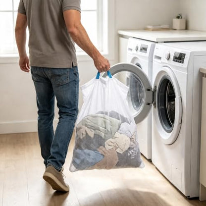 Extra Large Mesh Laundry Bag with Zipper - Heavy Duty Washable Hamper Liner