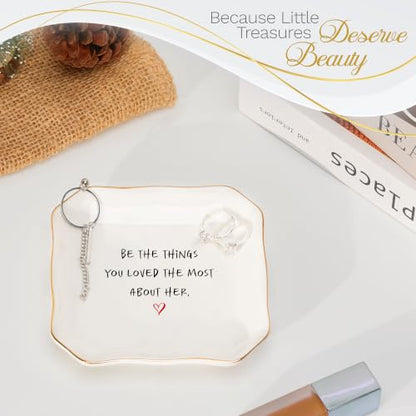 Memorial Keepsake Dish for Loss of Mom or Grandma - Sympathy Gift, 4.5 Inch Ceramic Trinket Tray