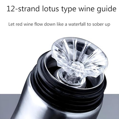 Stainless Steel Wine Aerator Pourer with Sediment Strainer - Universal Fits Decanters