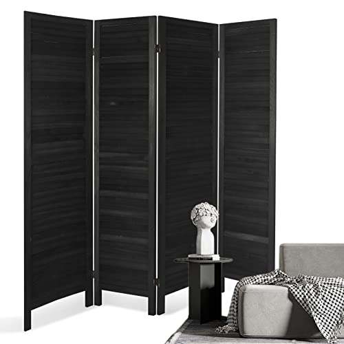 Freestanding Louvered Wood Room Divider - Foldable Multi-Panel Privacy Screen
