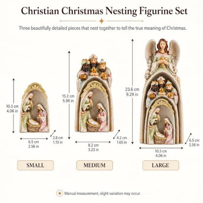 Religious Nativity Scene Statue with Angel, Wise Men & Holy Family