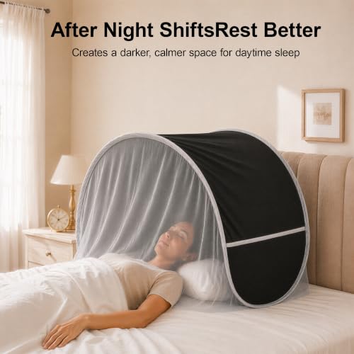 Night Shift Light-Blocking Bed Tent with Mesh Vents for Sleep Privacy
