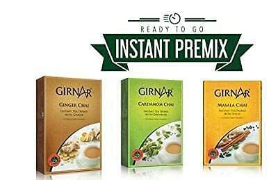 Girnar Instant Milk Tea - Combo Pack - 10 Tea Pouch X 3 Packs - Masala, Ginger and Cardamom