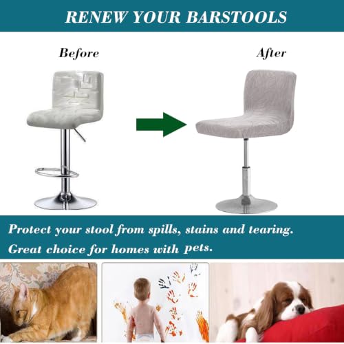 Light Gray 2-Pack Stretch Bar Stool Covers with Backs - Easy Fit & Protection
