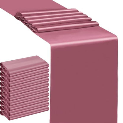 Satin Dusty Rose Table Runner 12x108 Inches - 10 Pack, Wedding Decor