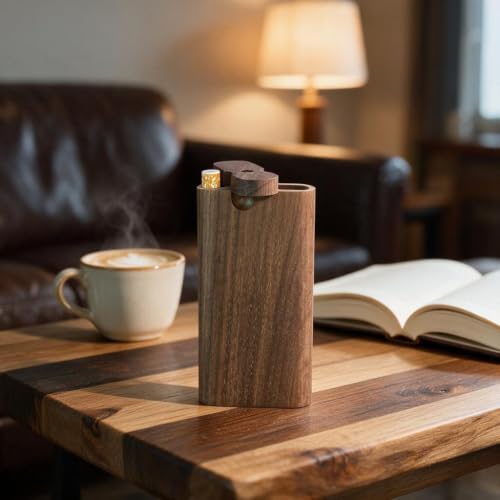 Wooden Decorative Storage Box with Rotating Lid and Metal Tubes