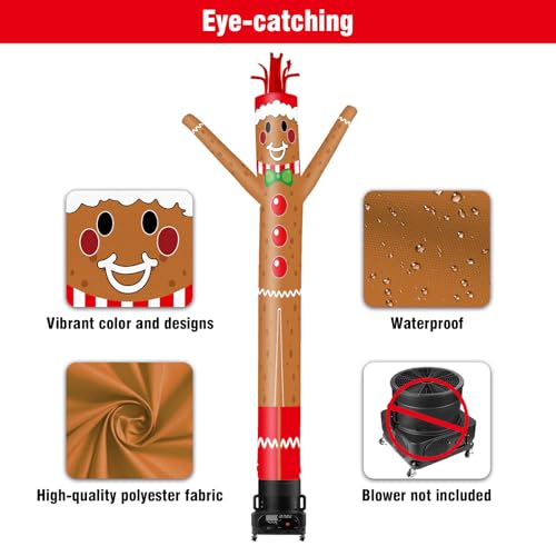 20FT Tall Gingerbread Man Inflatable Tube Man - Wacky Wavy Dancing Guy for Outdoor Decoration Advertising - Variation: Gingerbread Man-20FT