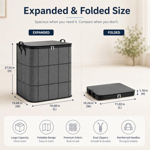 180L Large Capacity Storage Bag with Zipper for Moving & Organization
