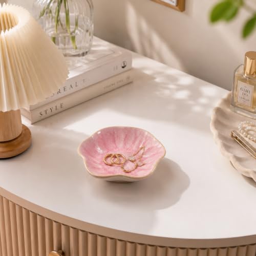 Ceramic Jewelry Dish with Lotus Leaf Design - Ring, Earring & Necklace Holder