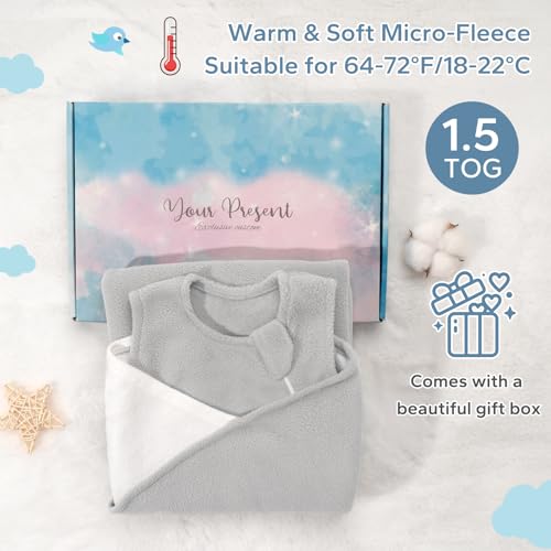 ZIGJOY Sleep Sack Swaddle 1.0 Tog Baby Wearable Blanket 100% Cotton Adjustable Silent Transition Swaddle Blanket, 6-12 Months, Ocean