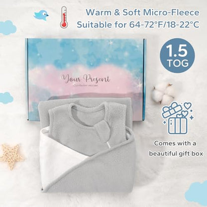 ZIGJOY Sleep Sack Swaddle 1.0 Tog Baby Wearable Blanket 100% Cotton Adjustable Silent Transition Swaddle Blanket, 6-12 Months, Ocean