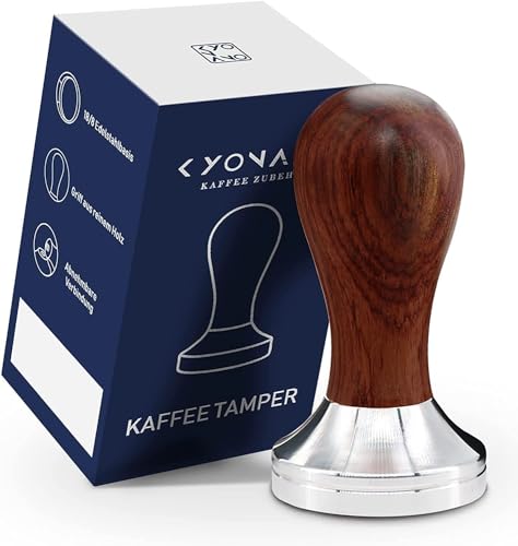 KYONANO Espresso Coffee Tamper 51mm - Espresso Press Tamper- Espresso Hand Tamper with Stainless Steel Base and Scented Rosewood Handle - Compatible with 51mm Delonghi Bottomless Portafilter