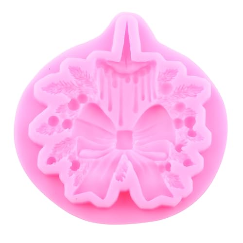 Christmas Silicone Mold Set of 4 - Poinsettia Bow, Holly Leaf & Street Lamp
