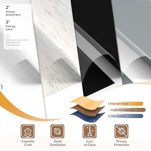No Drill Zebra Window Blinds - Light Filtering White, 12x80 Inches