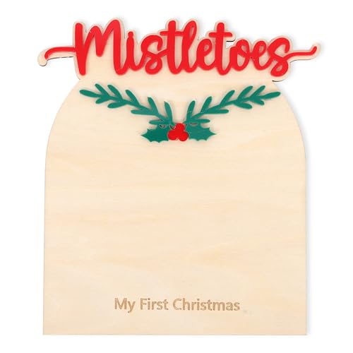 First Christmas Footprint Keepsake Sign - Wooden Nursery Milestone Decor