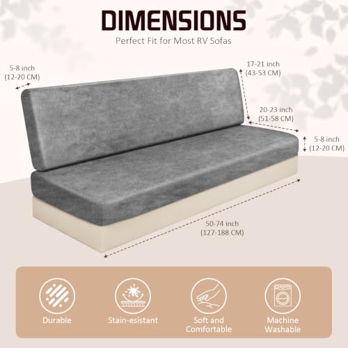 Leather Look RV Couch Cover for Jackknife Sofa - Dark Grey 1 Set