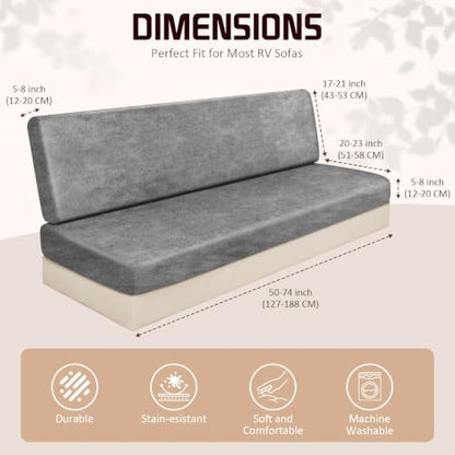 Leather Look RV Couch Cover for Jackknife Sofa - Dark Grey 1 Set