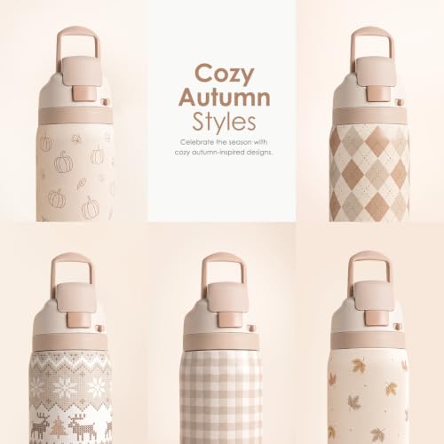 Fall Pumpkin Stainless Steel Water Bottle 32oz with Push-Button Lid - SANDJEST