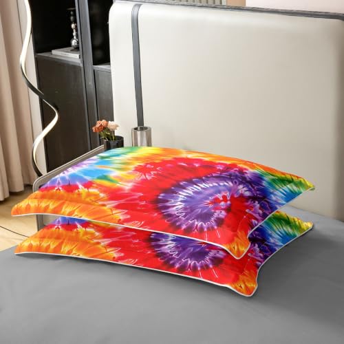 Rainbow Tie Dye Duvet Cover Set Twin Size 100% Cotton Bedding