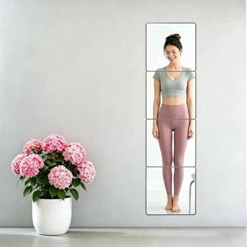 8x10 Inch Acrylic Mirror Tiles - Self-Adhesive Wall Mirror Set, Pack of 4