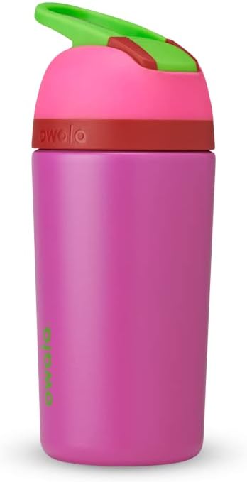 Owala Kids Water Bottle - Insulated Stainless Steel with Straw & Locking Lid | 14-Ounce, Pink/Purple