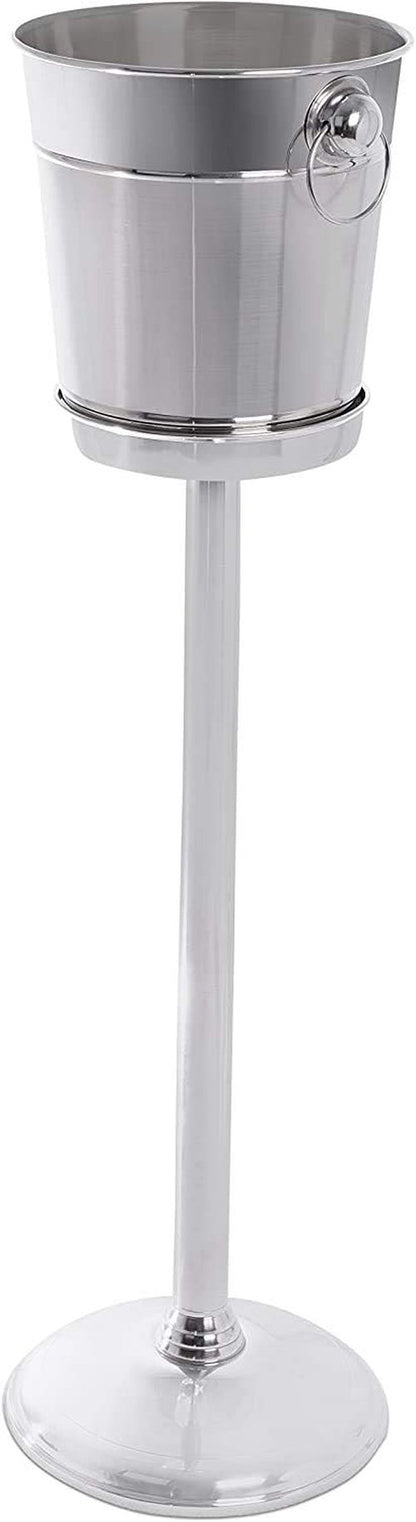 BIRDROCK HOME 18/8 Stainless Steel Champagne Bucket with Stand | Wine Chiller for Parties | 32in Free Standing Ice Holder | Outdoor Indoor Use
