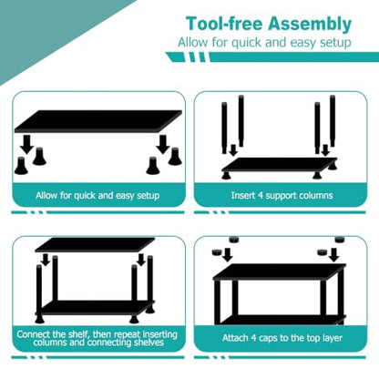 Garage Shelving Plastic Storage Shelves 4-Tier Unit 52x24x12 Inches - Waterproof & Sturdy