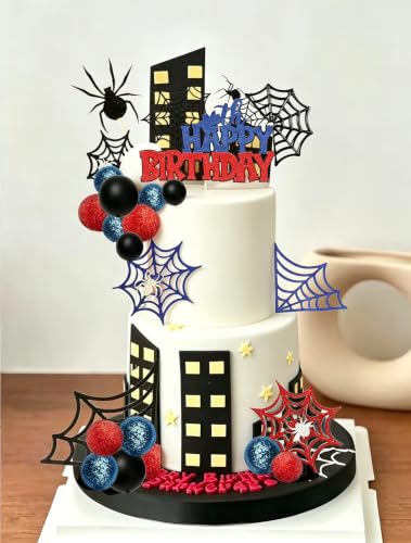 Red Spider Cake Topper Set for Halloween & Party Decorations