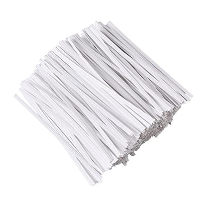 White Paper Twist Ties 5-Inch Pack of 500 for Food & Packaging