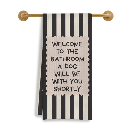 Black and White Striped Bathroom Hand Towels 16x24 Inch - Decorative & Absorbent