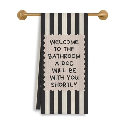 Black and White Striped Bathroom Hand Towels 16x24 Inch - Decorative & Absorbent
