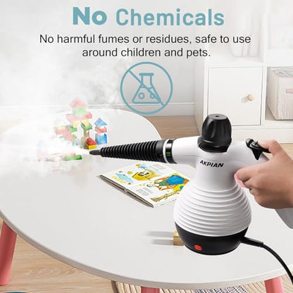 White Handheld Steam Cleaner for Home Cleaning with 10 Accessories
