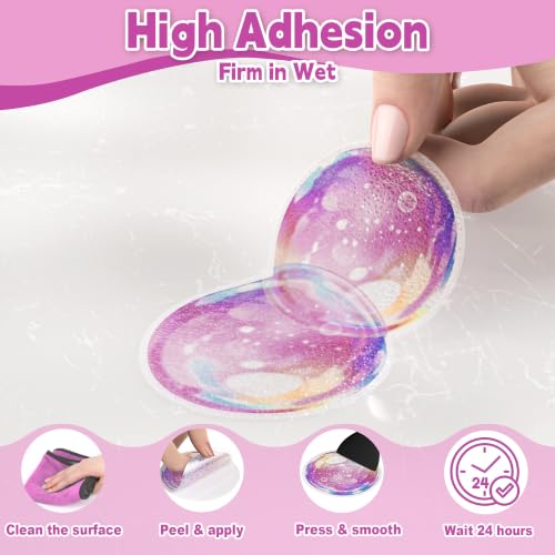 Pink-Purple Bubble Non Slip Bathtub Stickers Set with Scraper - 24PCS
