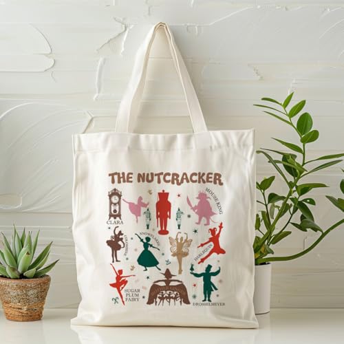 Nutcracker Canvas Tote Bag for Women, Reusable Shoulder Bag for Grocery & Beach