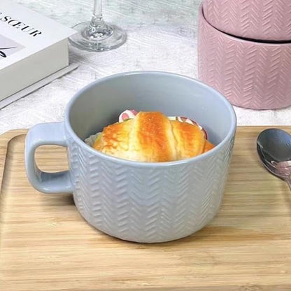 Disoza 24 OZ Gray Oversized Ceramic Coffee Mug with Handle - XXL Soup Cup