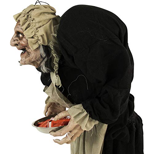 Haunted Hill Farm Lifesize Animatronic Scary Possessed Woman with Motion Activated Lights and Sound, Battery-Operated Indoor or Covered Outdoor Halloween Decoration