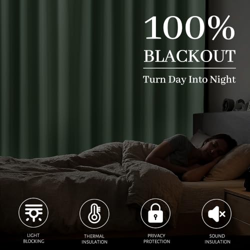 Blackout Curtains for Bedroom Sage Green 52x84 Inch - Pack of 2, Room Darkening