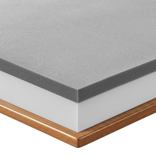 Queen Size Firm Mattress Topper 2 Inch High-Density Foam Grey & White