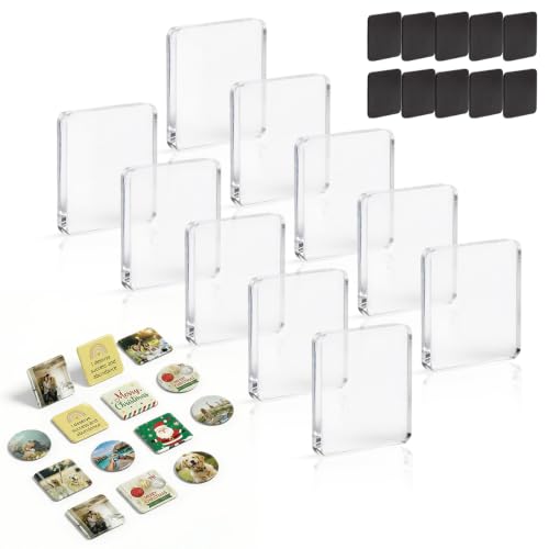 Clear Acrylic DIY Fridge Magnet Set with Adhesive Backing - Square 10 pcs